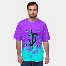 Футболка оверсайз мужская Doom краски неон лого, цвет: 3D-принт — фото 2