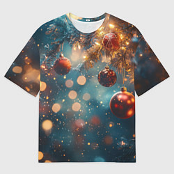 Футболка оверсайз мужская Новый год боке стиль, цвет: 3D-принт