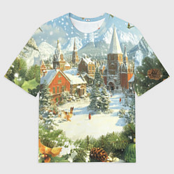 Футболка оверсайз мужская Фон рождества, цвет: 3D-принт