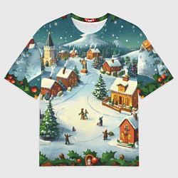 Футболка оверсайз мужская Каникулы нового года, цвет: 3D-принт