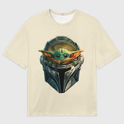 Футболка оверсайз мужская Малыш Грогу внутри шлема Мандалорец, цвет: 3D-принт