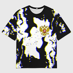 Футболка оверсайз мужская Россия герб глитч, цвет: 3D-принт