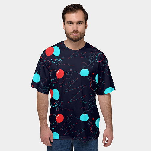 Мужская футболка оверсайз Воздушные шары для праздника / 3D-принт – фото 3