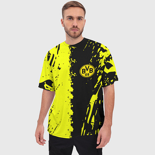 Мужская футболка оверсайз Borussia краски текстура / 3D-принт – фото 3