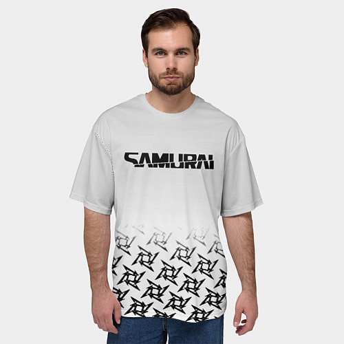 Мужская футболка оверсайз Samurai logo japan / 3D-принт – фото 3