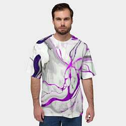 Футболка оверсайз мужская Фиолетово-белый мрамор, цвет: 3D-принт — фото 2