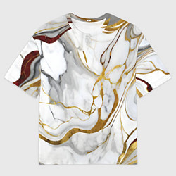 Мужская футболка оверсайз Жёлто-белый мрамор