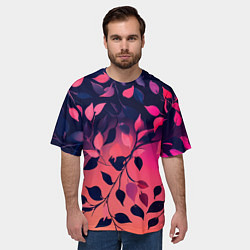 Футболка оверсайз мужская Листья на градиентном фоне -нейросеть, цвет: 3D-принт — фото 2
