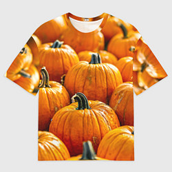 Футболка оверсайз мужская Много тыкв, цвет: 3D-принт