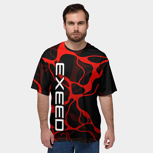 Мужская футболка оверсайз Exeed - red liquid / 3D-принт – фото 3