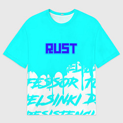 Футболка оверсайз мужская Rust надписи краски, цвет: 3D-принт