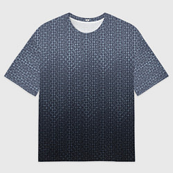 Футболка оверсайз мужская Тёмный серо-синий градиент текстурированный с узор, цвет: 3D-принт