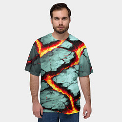 Футболка оверсайз мужская Треснувший камень жёлтый, цвет: 3D-принт — фото 2