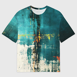 Футболка оверсайз мужская Ржавчина сине-белая, цвет: 3D-принт