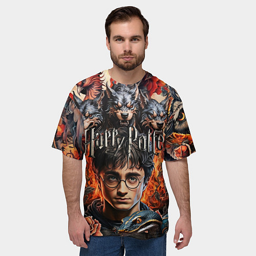 Мужская футболка оверсайз Гарри Поттер и мифические существа / 3D-принт – фото 3