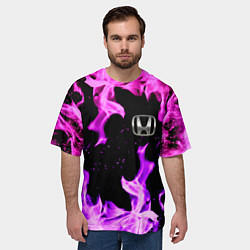 Футболка оверсайз мужская Honda flame pink, цвет: 3D-принт — фото 2