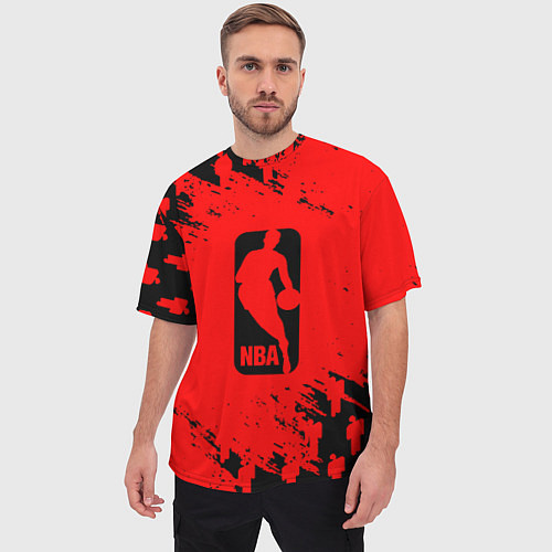 Мужская футболка оверсайз NBA краски баскетбол / 3D-принт – фото 3