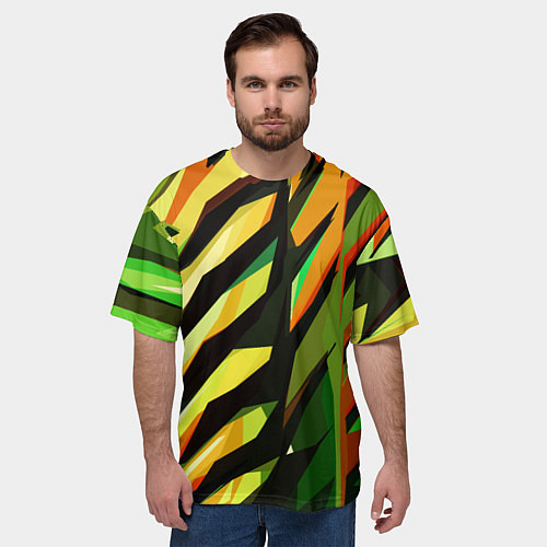 Мужская футболка оверсайз Чёрно-жёлтая абстракция / 3D-принт – фото 3