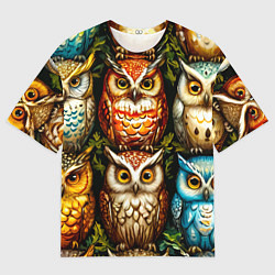 Футболка оверсайз мужская Много сов, цвет: 3D-принт
