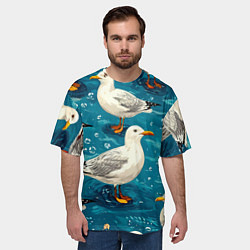 Футболка оверсайз мужская Чайка, цвет: 3D-принт — фото 2