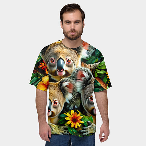 Мужская футболка оверсайз Три коалы / 3D-принт – фото 3