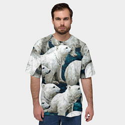Футболка оверсайз мужская Свора белых медведей, цвет: 3D-принт — фото 2