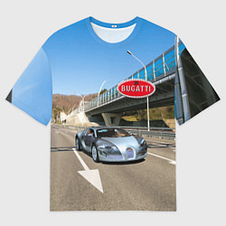 Футболка оверсайз мужская Бугатти на трассе, цвет: 3D-принт