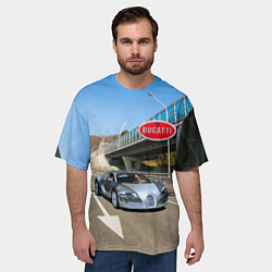 Футболка оверсайз мужская Бугатти на трассе, цвет: 3D-принт — фото 2