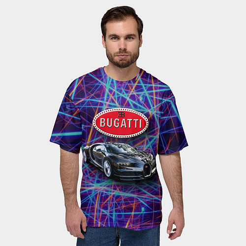 Мужская футболка оверсайз Bugatti Italy - мечта автомобилиста / 3D-принт – фото 3