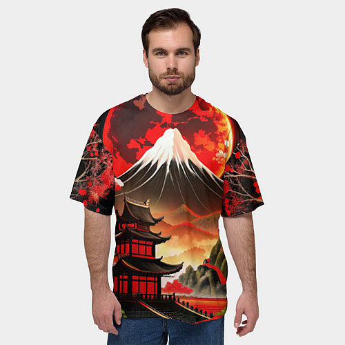 Мужская футболка оверсайз Коллаж Японской природы / 3D-принт – фото 3