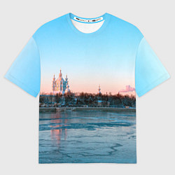 Футболка оверсайз мужская Смольный собор в Санкт-Петербурге, цвет: 3D-принт