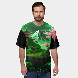 Футболка оверсайз мужская Green nature Japan, цвет: 3D-принт — фото 2
