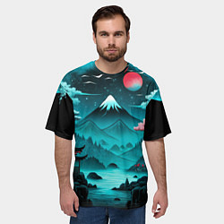 Футболка оверсайз мужская Коллаж из природы Японии, цвет: 3D-принт — фото 2