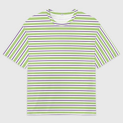 Футболка оверсайз мужская Зелёный с фиолетовой полосой, цвет: 3D-принт