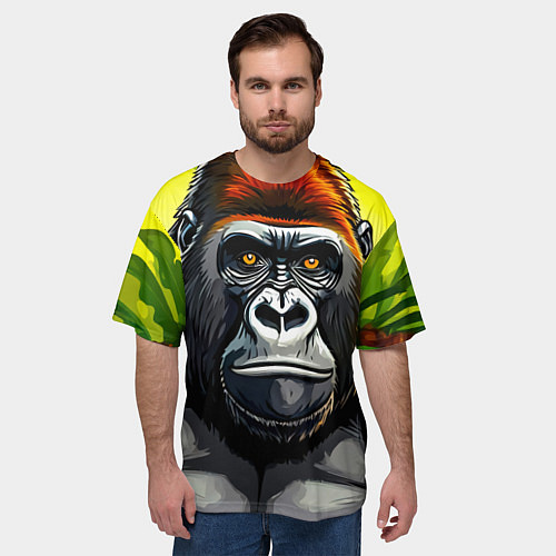 Мужская футболка оверсайз Огромная горилла / 3D-принт – фото 3