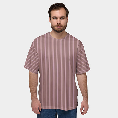 Мужская футболка оверсайз Пыльно-розовый в тонкую полоску / 3D-принт – фото 3