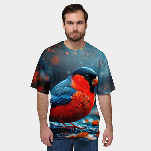 Мужская футболка оверсайз Обыкновенный снегирь / 3D-принт – фото 3