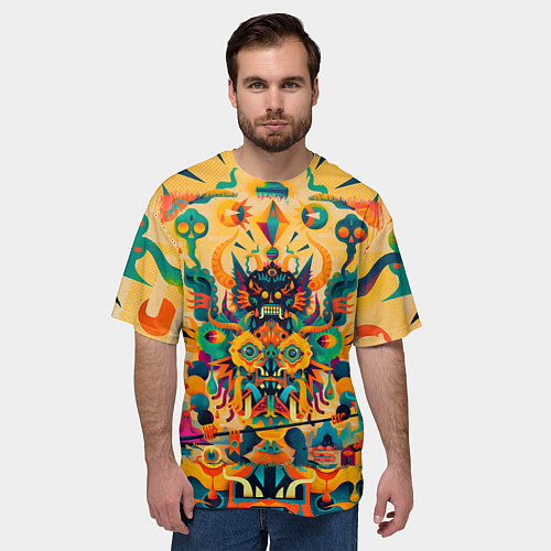 Мужская футболка оверсайз Китайский монстр / 3D-принт – фото 3