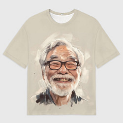Футболка оверсайз мужская Портрет Хаяо Миядзаки, цвет: 3D-принт