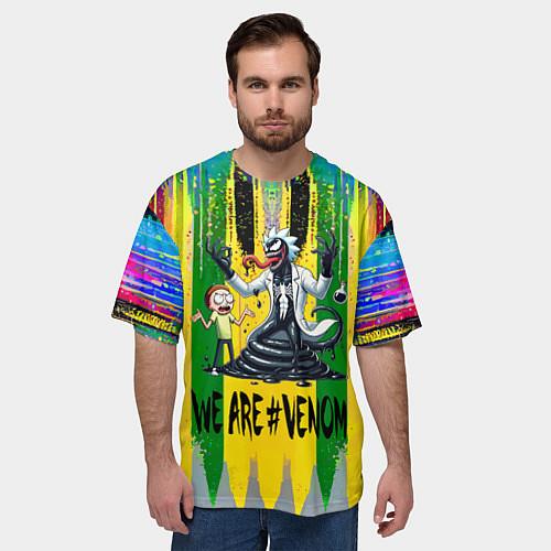 Мужская футболка оверсайз We are Venom - Morty and Rick fantasy / 3D-принт – фото 3