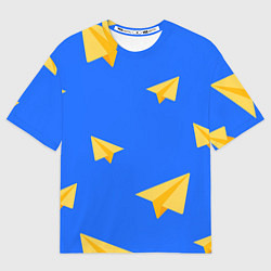 Мужская футболка оверсайз Желтый самолетик