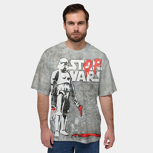 Мужская футболка оверсайз Banksy - stop wars / 3D-принт – фото 3