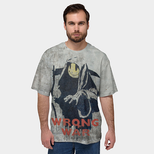 Мужская футболка оверсайз Banksy - wrong war / 3D-принт – фото 3