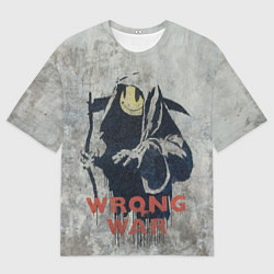 Футболка оверсайз мужская Banksy - wrong war, цвет: 3D-принт