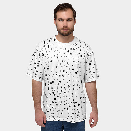 Мужская футболка оверсайз Паттерн латиница / 3D-принт – фото 3