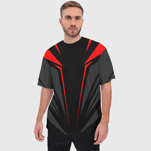 Мужская футболка оверсайз Sport uniform - red / 3D-принт – фото 3