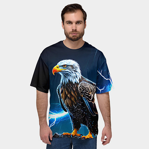 Мужская футболка оверсайз Орел и молния / 3D-принт – фото 3