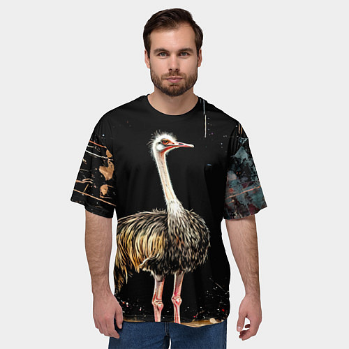 Мужская футболка оверсайз Страус / 3D-принт – фото 3
