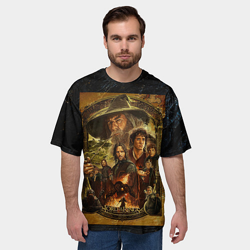 Мужская футболка оверсайз The lord of the rings - the fellowship of the ring / 3D-принт – фото 3