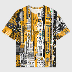Мужская футболка оверсайз Cyberpunk pattern yellow